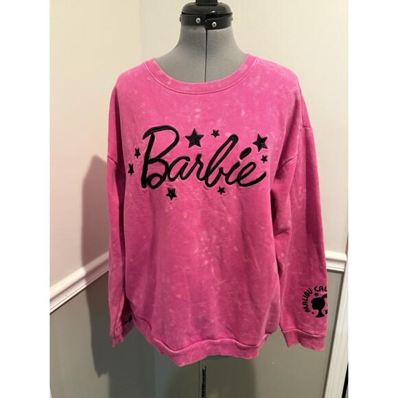 Barbie Women's Malibu California Tie-Dye Pullover‎ Pink Sweatshirt Sz Large - Picture 1 of 5